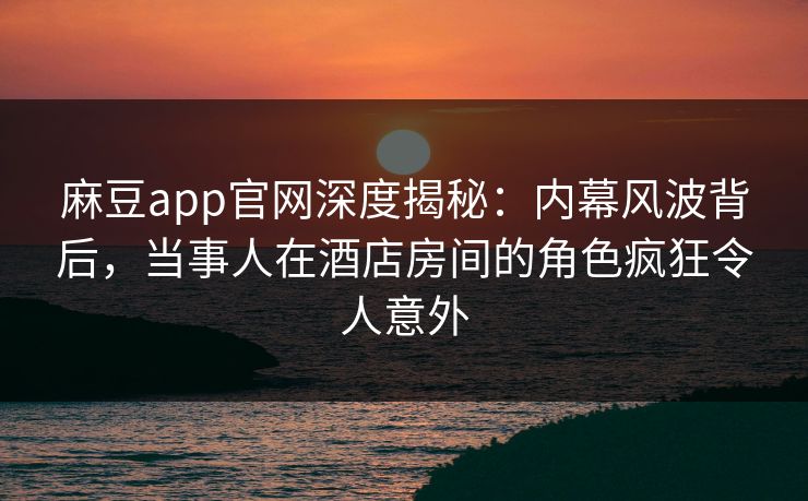 麻豆app官网深度揭秘：内幕风波背后，当事人在酒店房间的角色疯狂令人意外