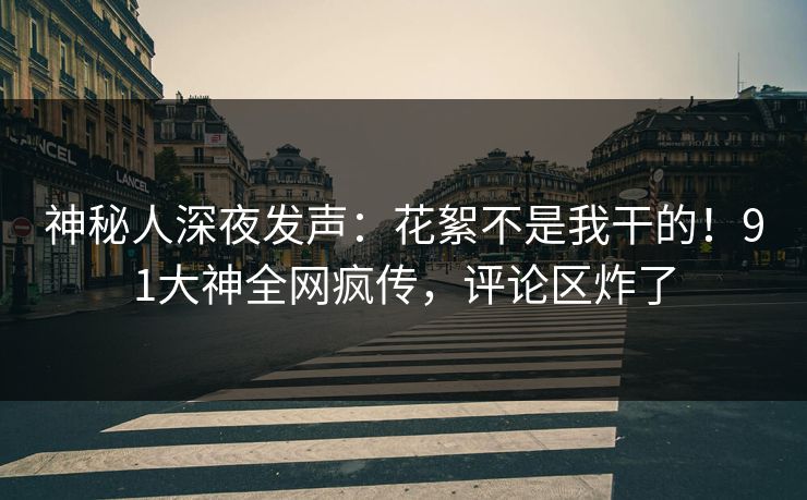 神秘人深夜发声：花絮不是我干的！91大神全网疯传，评论区炸了