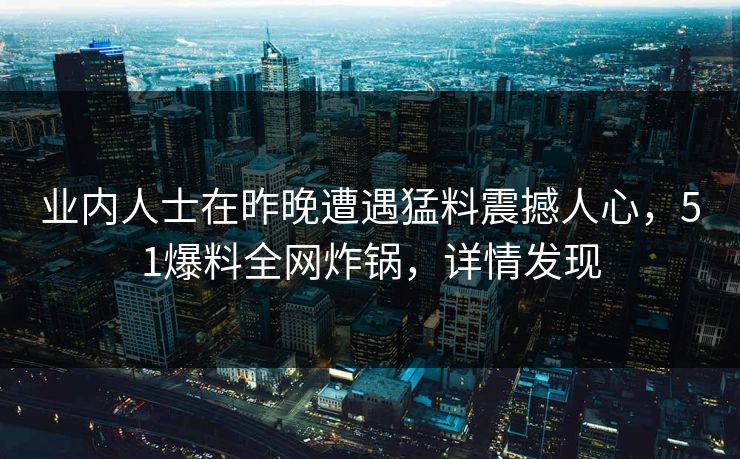 业内人士在昨晚遭遇猛料震撼人心，51爆料全网炸锅，详情发现
