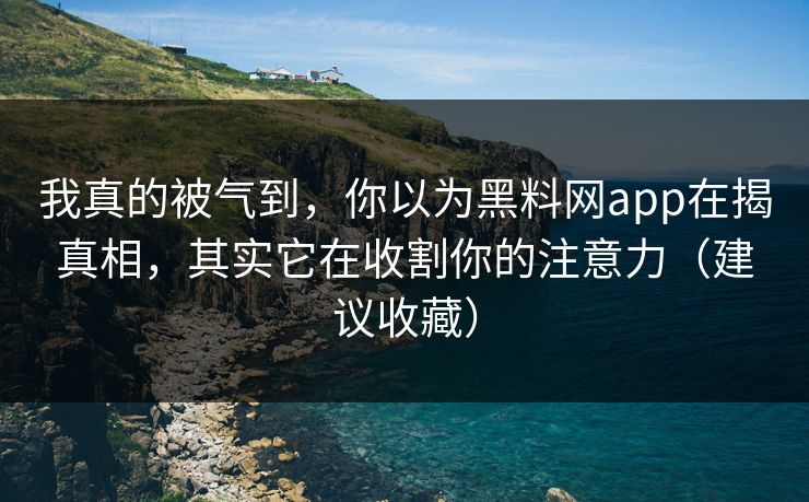 我真的被气到，你以为黑料网app在揭真相，其实它在收割你的注意力（建议收藏）