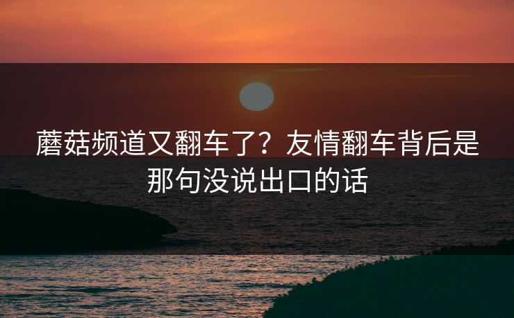 蘑菇频道又翻车了？友情翻车背后是那句没说出口的话
